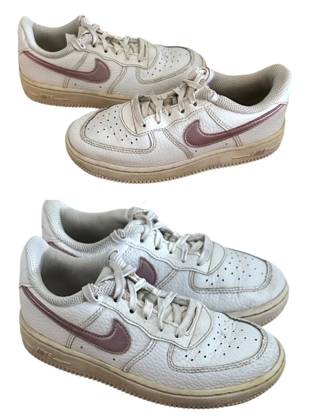 Nike Air Force 1 Shoes Sneakers Girls Sz 13 C White Pink Lo-Top Glaze